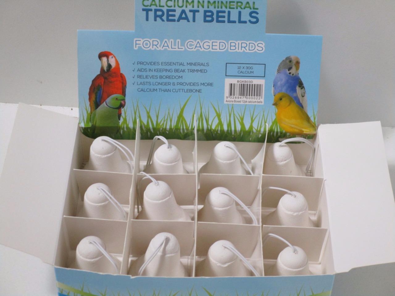 2x 12 Bird budgie cockatiel canary treat mineral bells CHARCOAL, IODINE CALCIUM - Picture 2 of 2