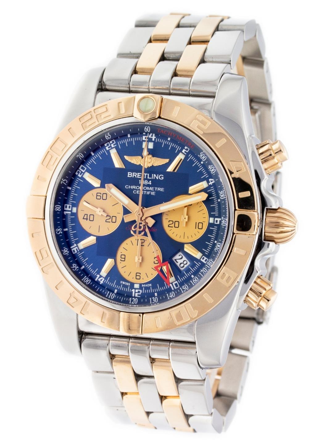 Breitling Chronomat 44 GMT CB0420 18k Rose Gold Blue Dial ...