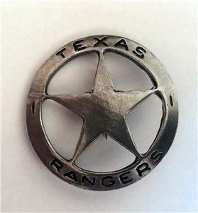 Distintivo Texas Rangers Company B - Replica Western In Ottone Massiccio, Vecchio West