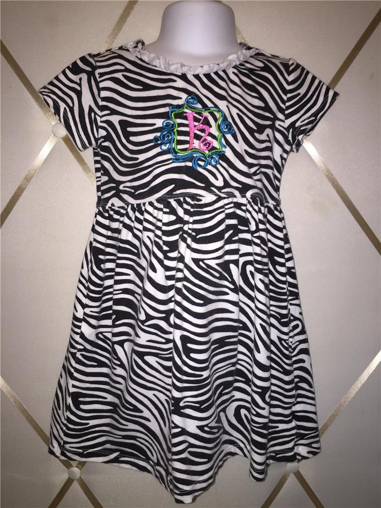 Toddler Girls Short Sleeve Zebra Print Dress Monogrammed
