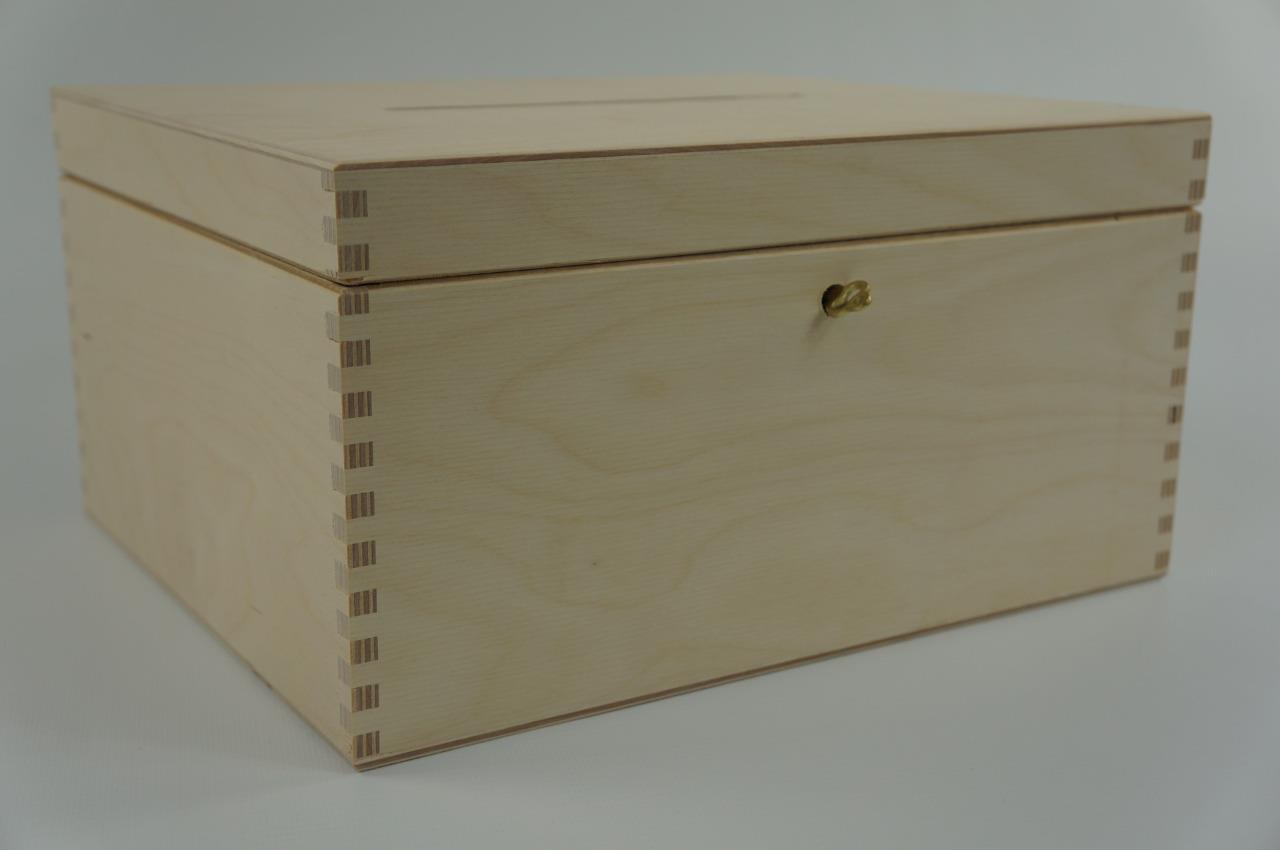 Wooden Lockable Plain Chest Storage Card Box Decoupage Wedding Cards