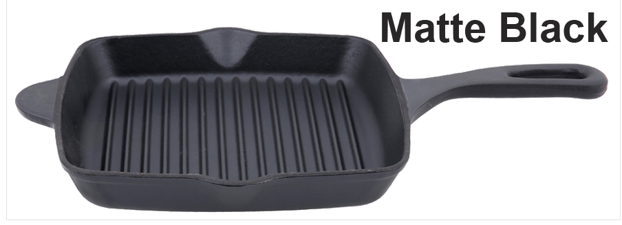 Matte Black Cast Iron Grill Pan