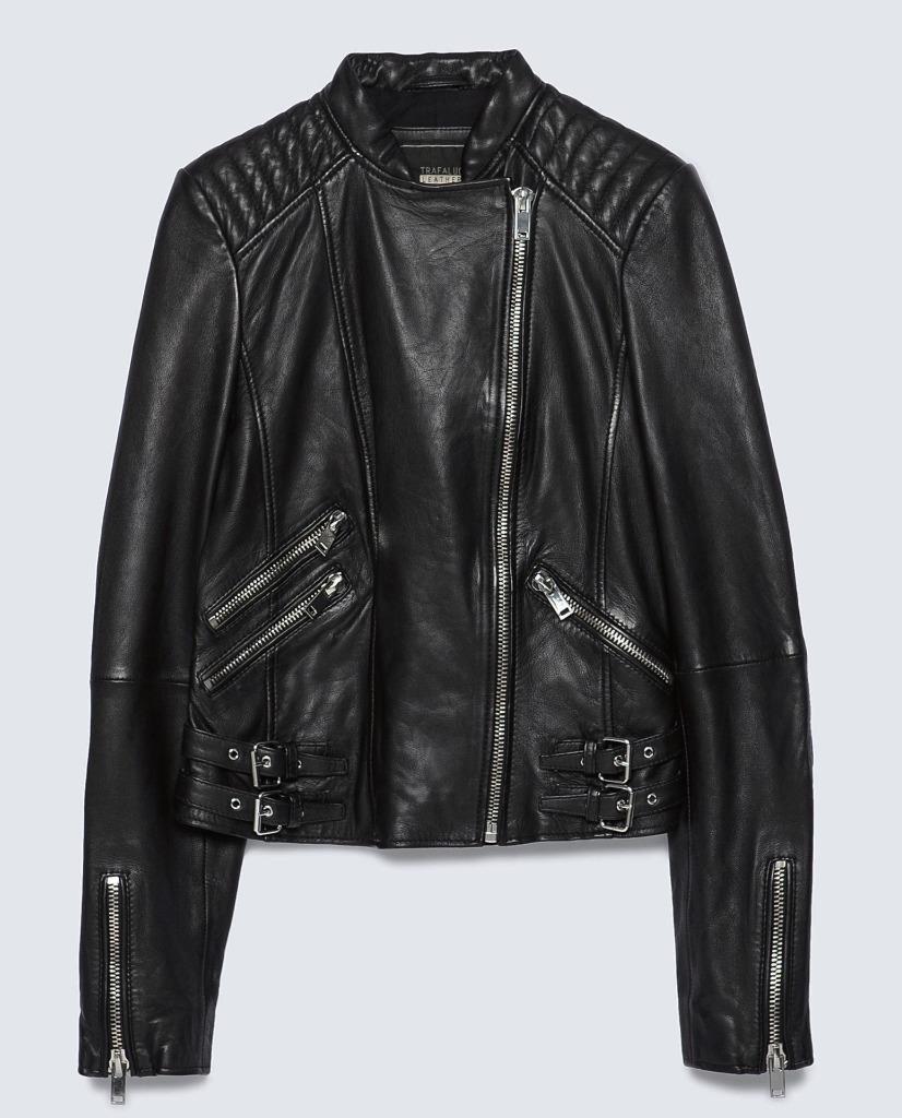 Limited Edition!! Size S - ZARA REAL LEATHER BIKER JACKET WITH ZIPS ...