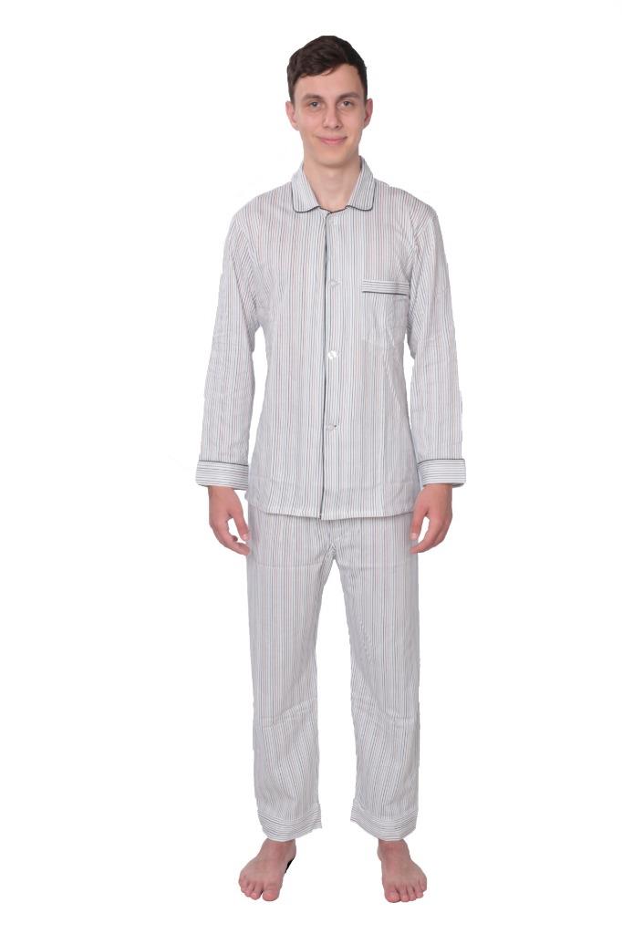 Men’s 100% Cotton Knit Pajama Set, 2 PC Long Sleeve / Long Leg ...