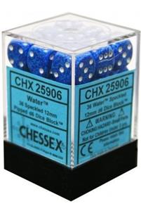 Chessex Dice d6 Sets Water Speckled Blue 36 12mm Six Sided Die CHX