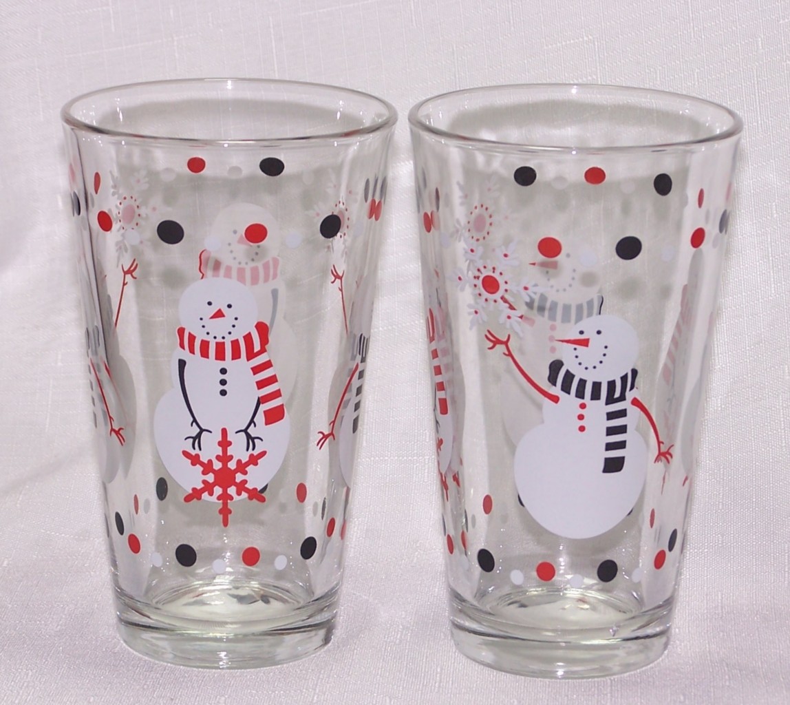 4 Christmas Snowman Drinking Tumblers Glasses Libbey | eBay