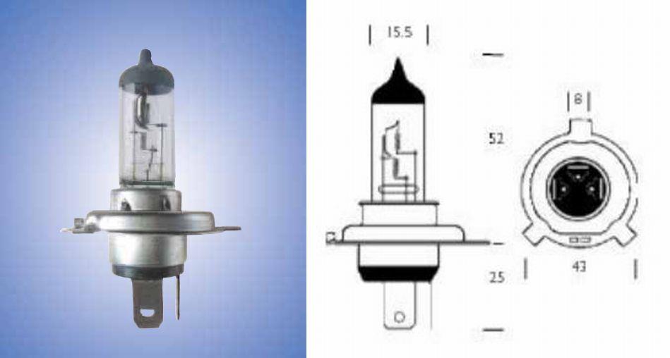 H4 12 VOLT 100 55 WATT P43T UV REPLACEMENT HALOGEN