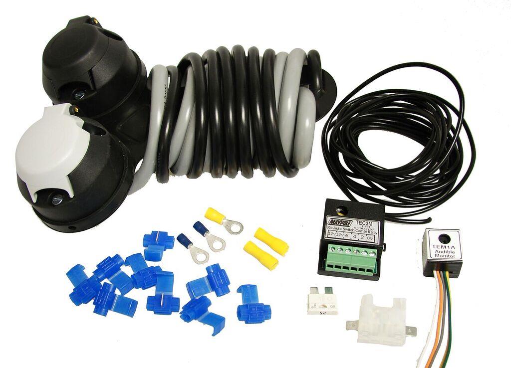 TOWBAR RELAY WIRING KIT AUDIBLE /& DUAL CHARGE RELAY SOCKET CONNECTORS MP3805