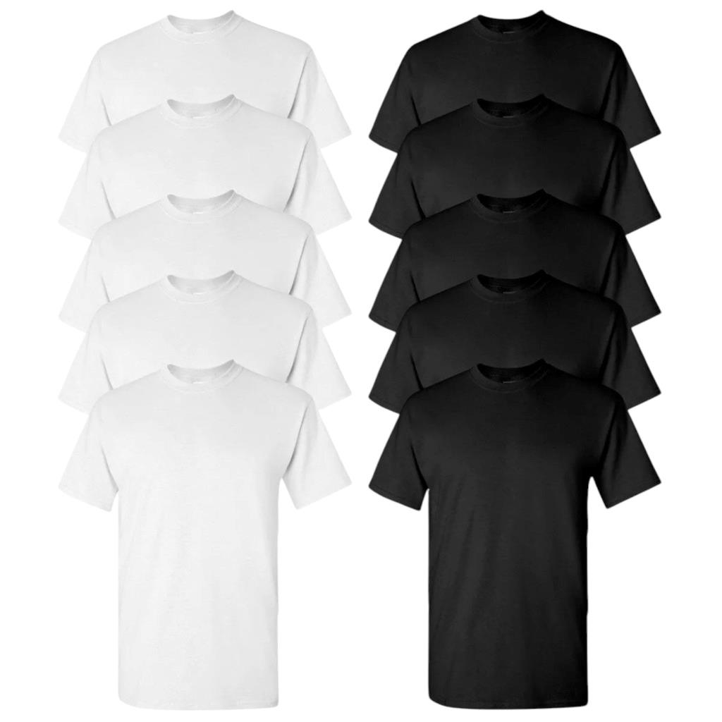 (10-Pack Combo) 5x Black & 5x White T-Shirts Tultex Solid Blank 100% Cotton Tee - Picture 7 of 9