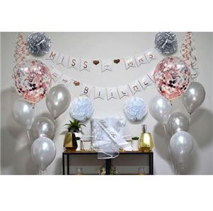 Decoracion Fiesta Rosa Dorado Plateado Kit Set Globos Fuentes De