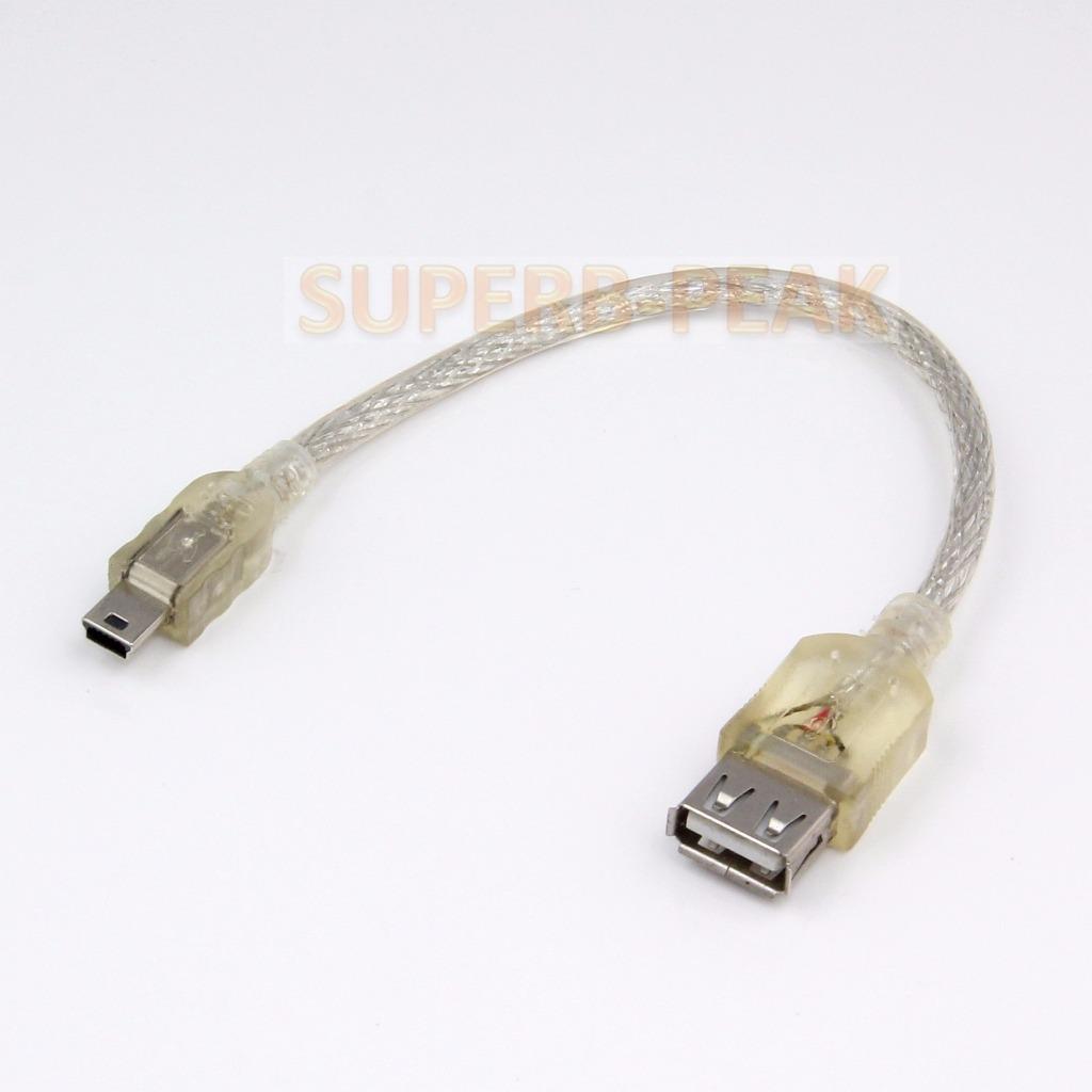 USB 2.0 Mini 5P Type B Cable Male Host to USB Female OTG Adapter