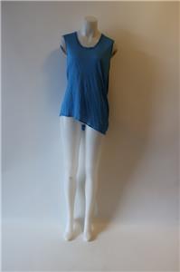 WOMENS HELMUT LANG BLUE DRAPED ASYMMETRIC SLEEVELESS TANK TOP M
