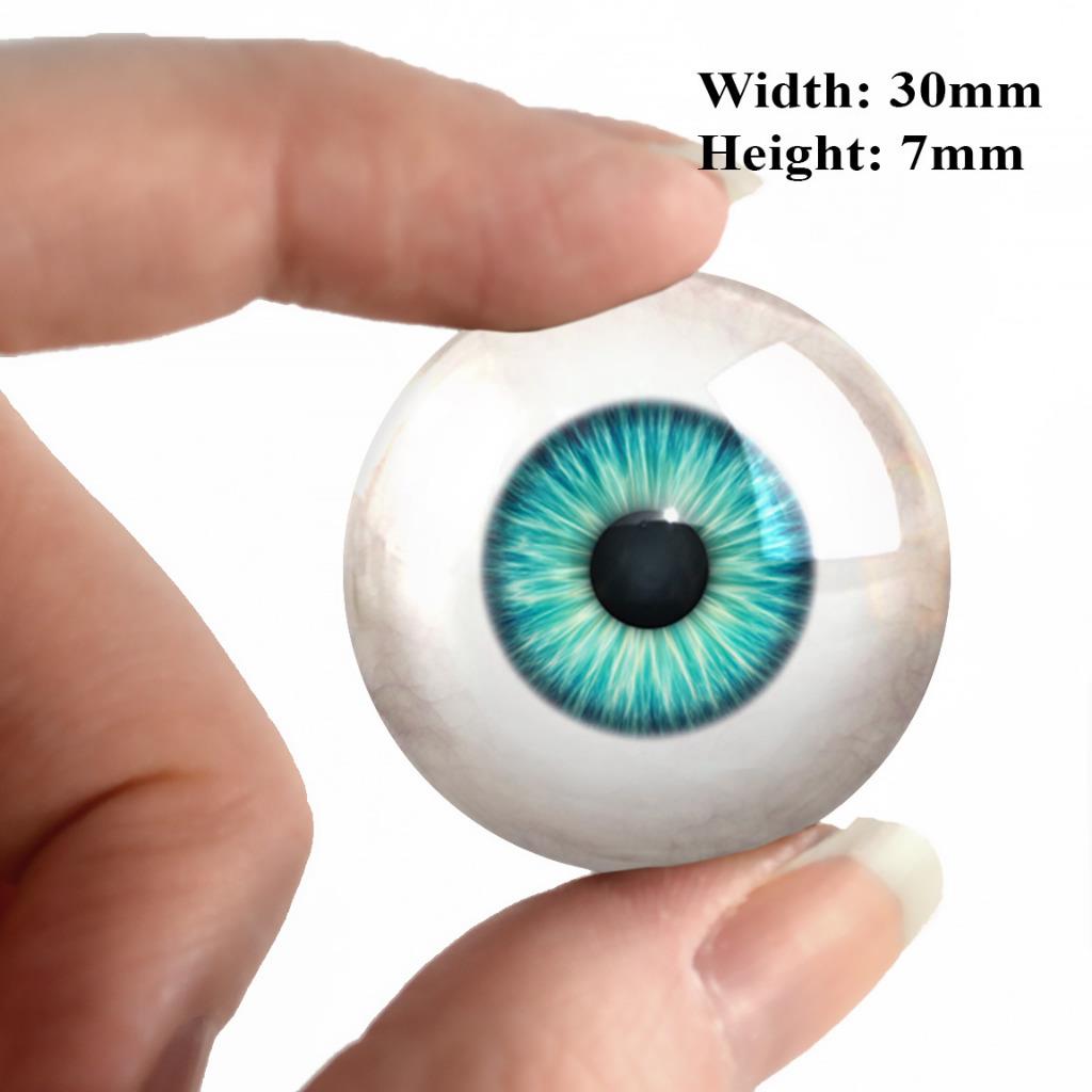 Teal Blue Pixel-Free Glass Eyes for Reborn Baby Dolls 2pc Size 55-3-image