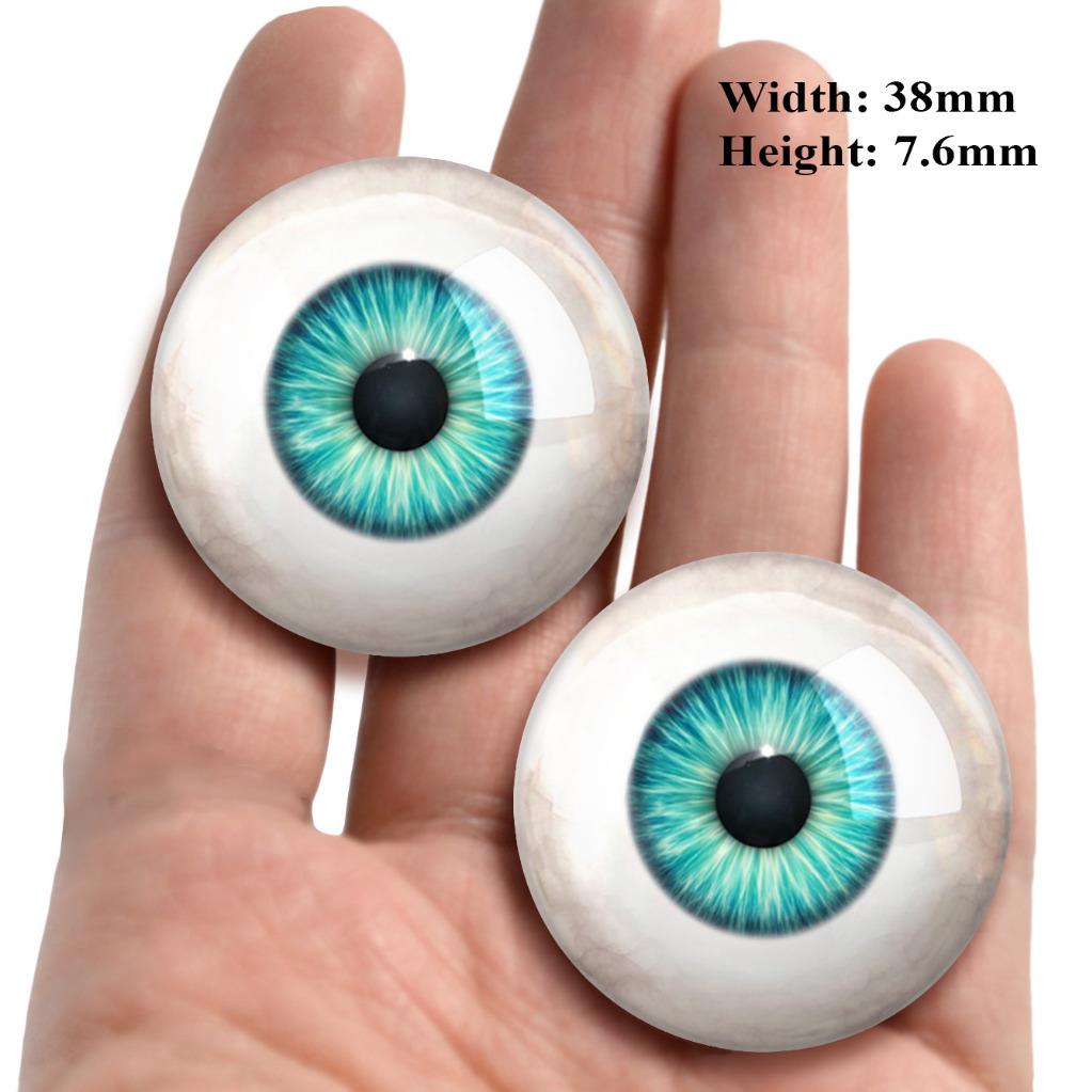 Teal Blue Pixel-Free Glass Eyes for Reborn Baby Dolls 2pc Size 55-3-image