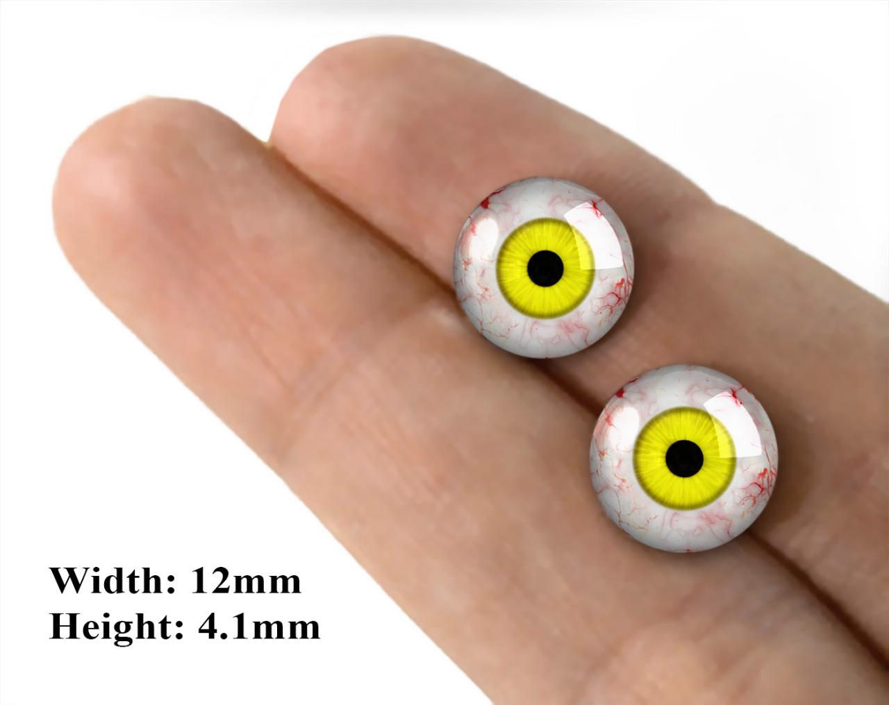 Black and Yellow Zombie Monster Glass Eyes – Handmade Glass Eyes