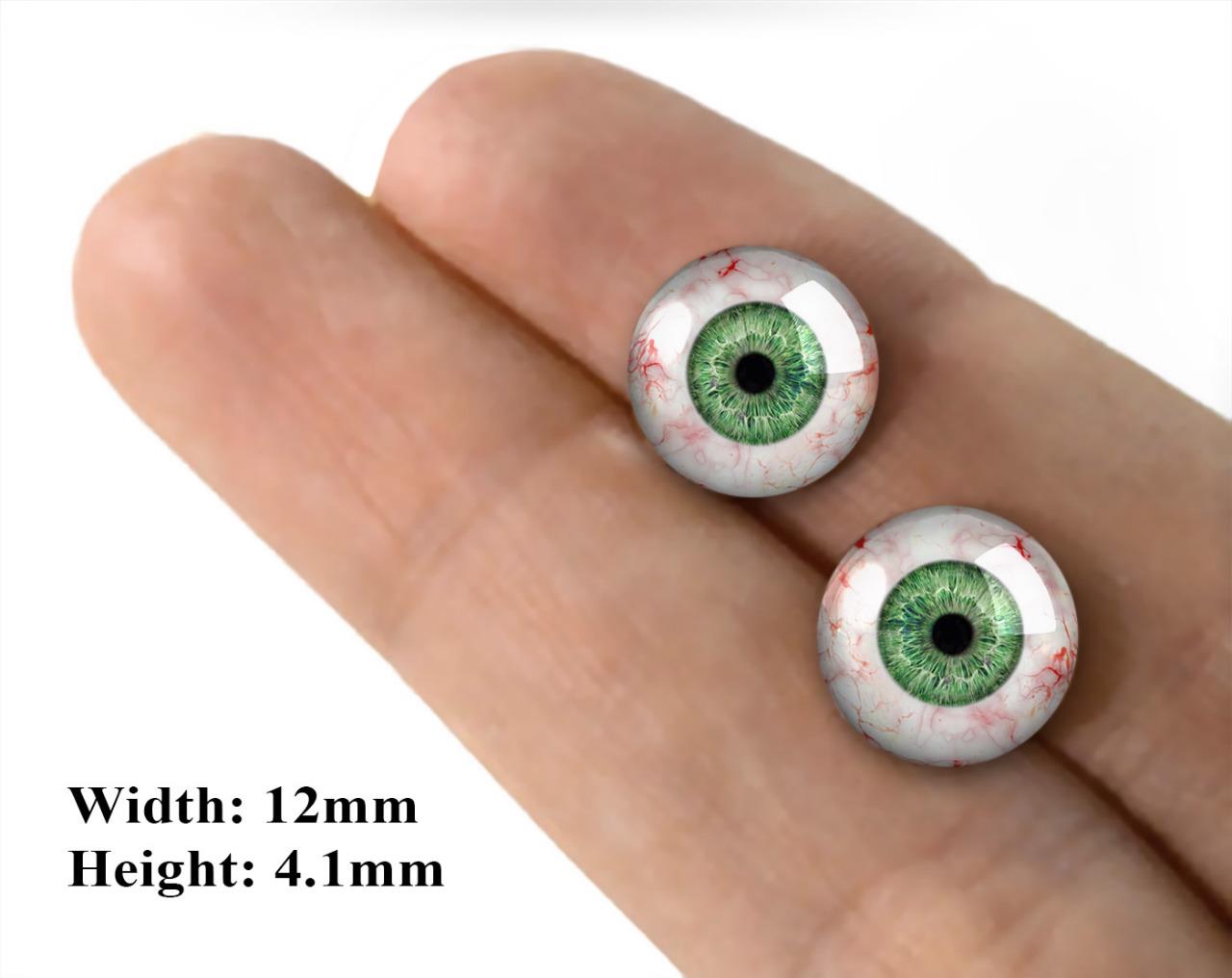 Green Eyes -PIXEL FREE- Realistic Glass Reborn Doll Eyeballs 2pc - 129-3 - Picture 6 of 15