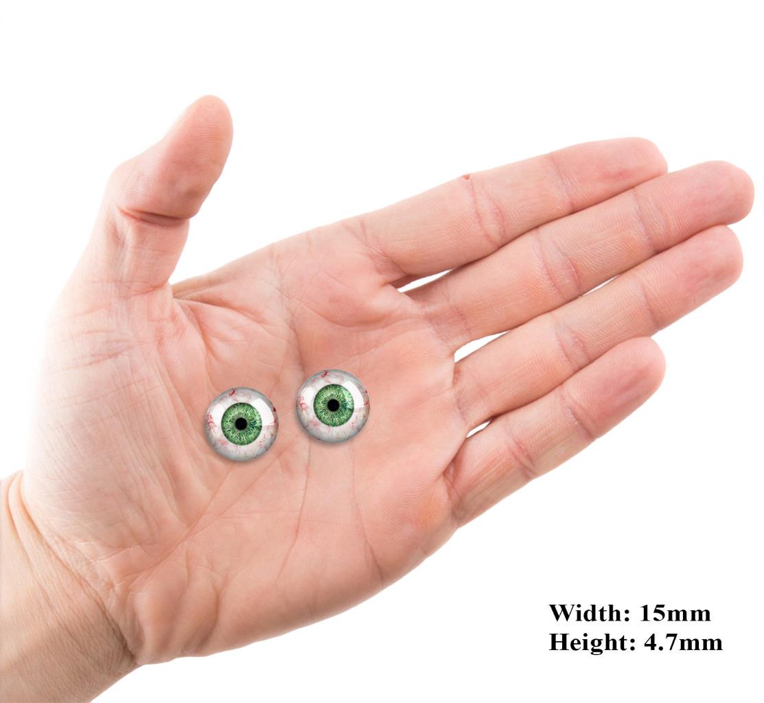 Green Eyes -PIXEL FREE- Realistic Glass Reborn Doll Eyeballs 2pc - 129-3 - Picture 8 of 15
