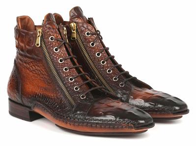 Paul Parkman Mens Shoes Boots Brown Crocodile Textured  display picture 3