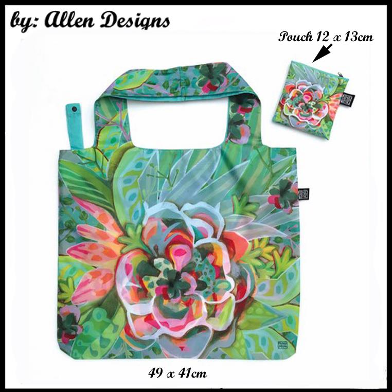 Foldable Shopping Bag with Pouch, Dog, Bird, Flower, Green Thumb Allen Designs - Picture 9 of 11