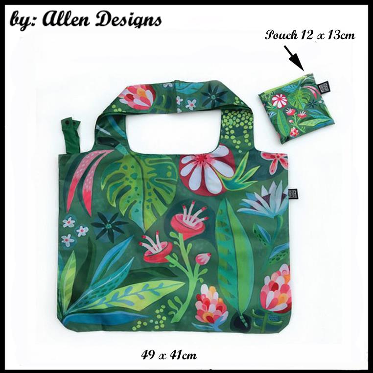 Foldable Shopping Bag with Pouch, Dog, Bird, Flower, Green Thumb Allen Designs - Picture 10 of 11