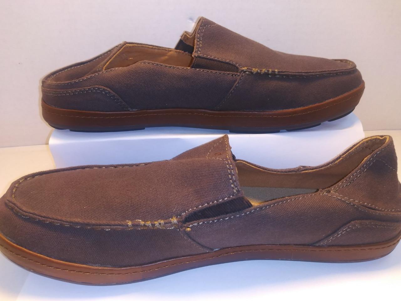 NEW OluKai PUHALU CANVAS (10294-4833) Men's Brown Slip-On Shoes size US ...