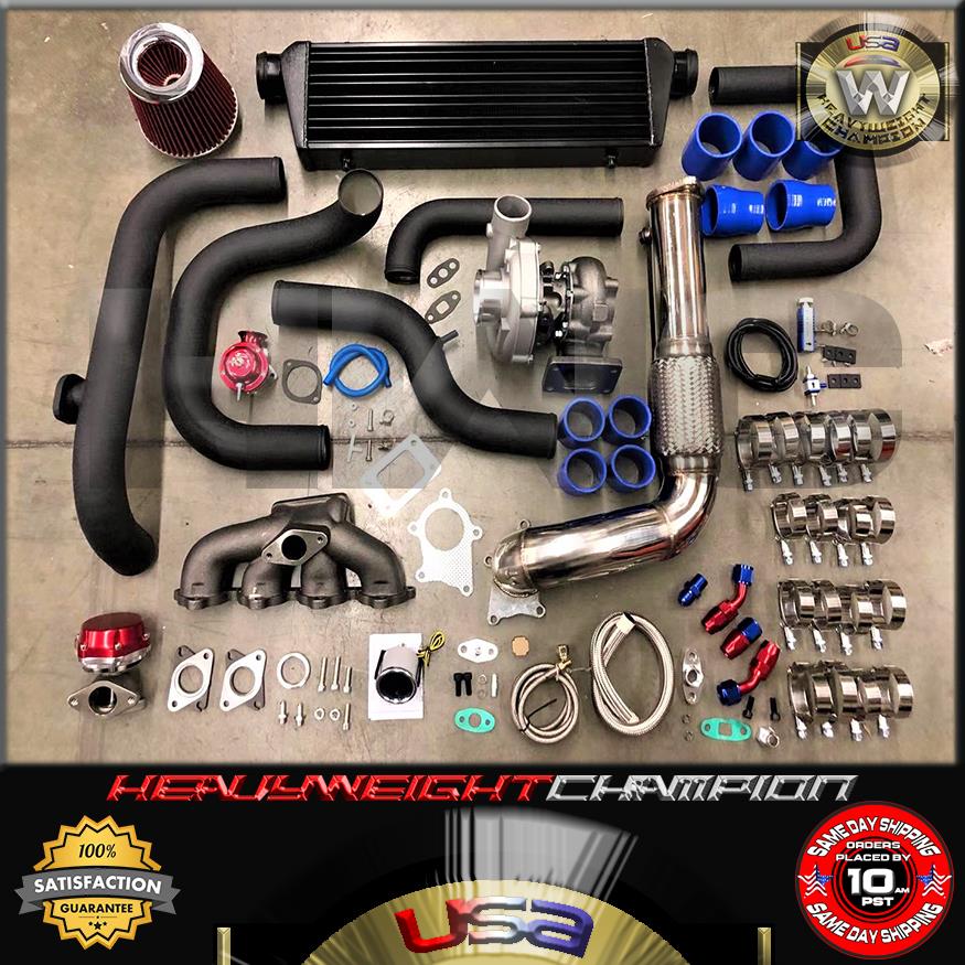 BLUE D15B D15Z Civic SOHC LX DX EX Bolt-On Turbo Kit T04e KEEP AC PW 245HP 10PSI eBay