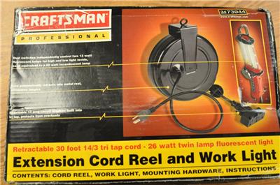 CRAFTSMAN Professional Cord Reel & 26-Watt Fluorescent Work Light 73944 ...