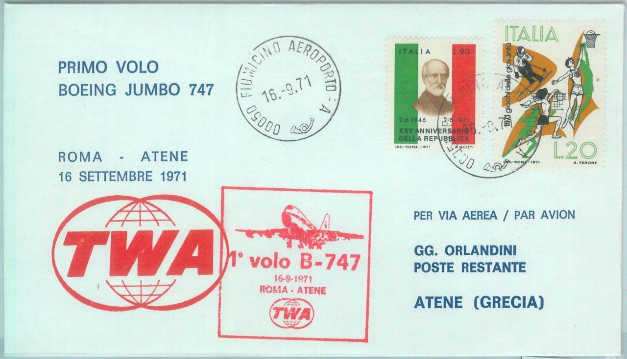 82972 - ITALY  - Postal History - FIRST FLIGHT: Roma \ Athens  # 815 BA - Afbeelding 1 van 1