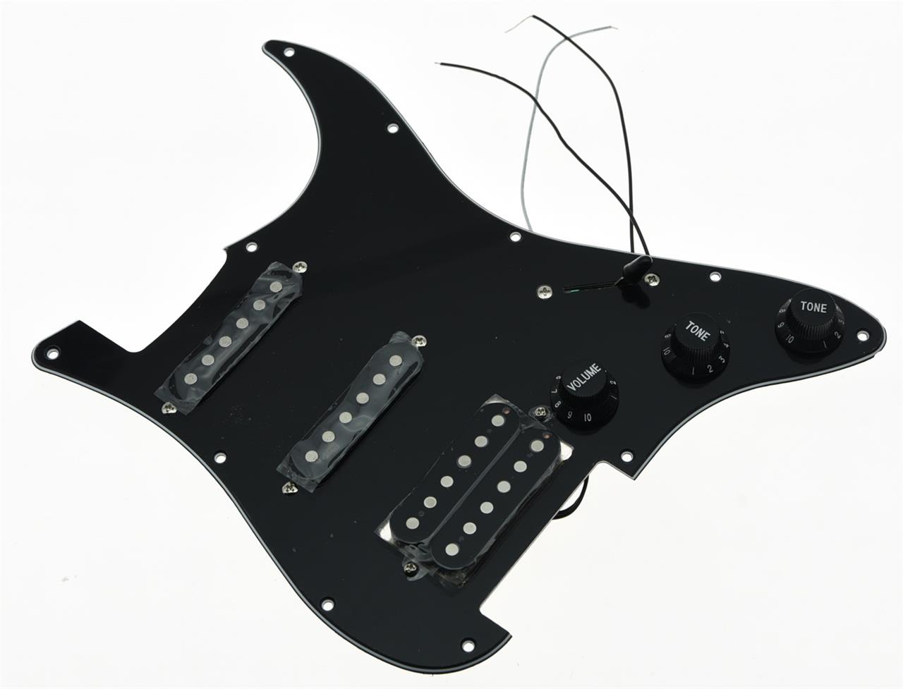 Black 3 Ply Prewired Loaded Strat HSS Pickguard for Squier Import