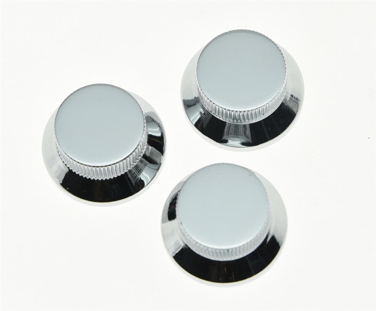 3pcs Chrome Metal ST Strat Knobs Top Hat Bell Guitar Bass Knob for 5