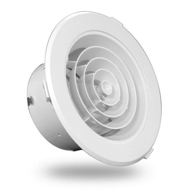 250mm 10 Downjet White Ducted Heater 250mm Round Plastic