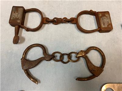 Lot of 7 Antique Police Prisoner Handcuffs Shackles ...