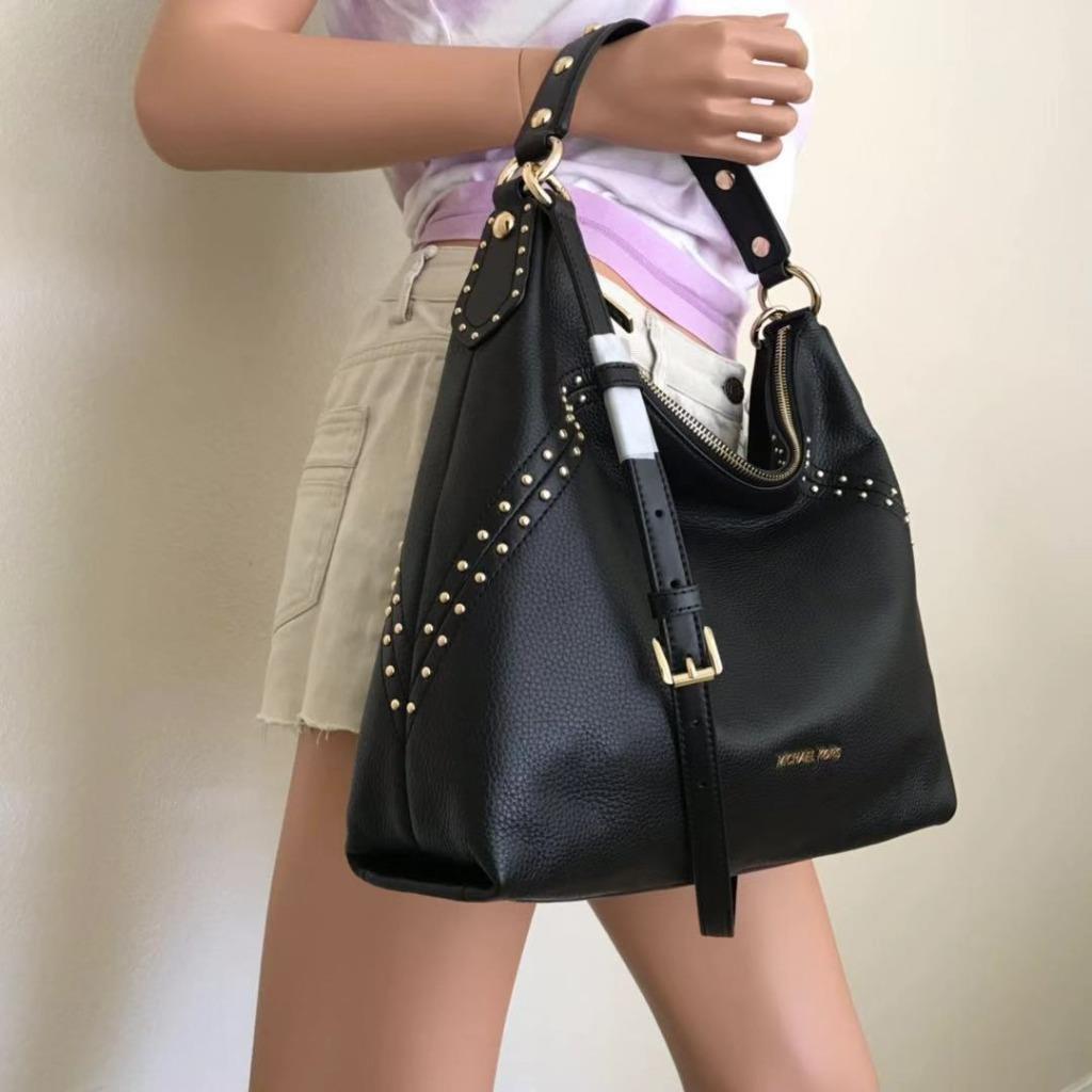NWT Michael Kors Aria Studded Black Large Leather Tote Bag Handbag | eBay