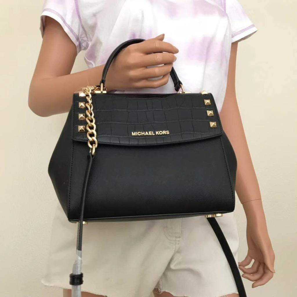 NWT Michael Kors Black Medium Karla Saffiano Leather Crossbody Bag | eBay