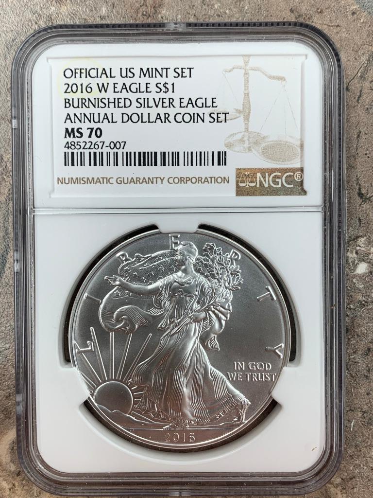 2016-W Burnished NGC MS70 Annual Dollar American Silver Eagle W/OGP