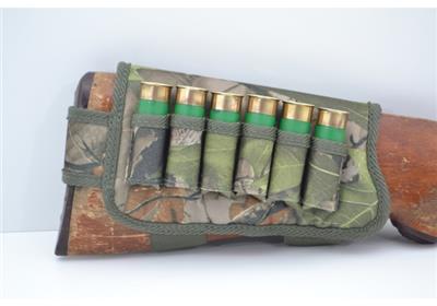 Shotgun Cartridge Holder Butt Stock Ammo Carrier w/ 6 Pockets 12 gauge ...