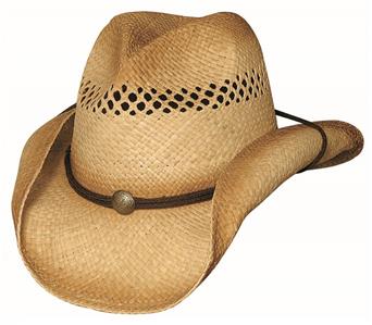 Bullhide Montecarlo No Mercy Shantung Panama Western Hat w Cross Black Large