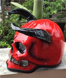 Motorcycle Helmet Hell Demon Devil Hells Goat 666 Evil Horn Full face