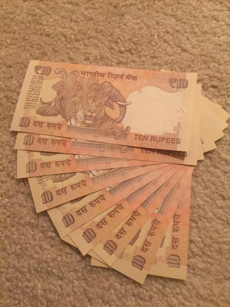 India 10 Rs Acending Order Fancy Number 345678 9 Notes UNC Condition 