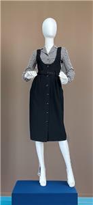 Vtg Dress Jumper 80s 90s Black Button Down Grunge High Waist