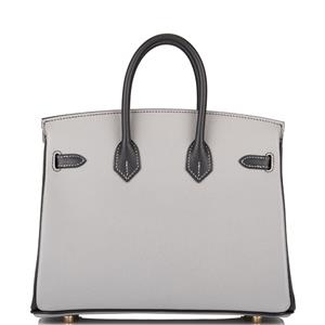 Details About Hermes Hss Bi Color Black Gris Mouette Epsom Birkin 25cm Brushed Gold Hardware