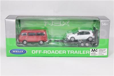 Welly 1:87 Die Cast Volkswagen Off-Roader Trailer VW T2 Golf GTI Car ...
