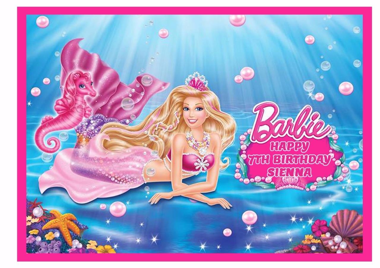 Barbie Mermaid A4 Edible Icing Cake Topper Ebay