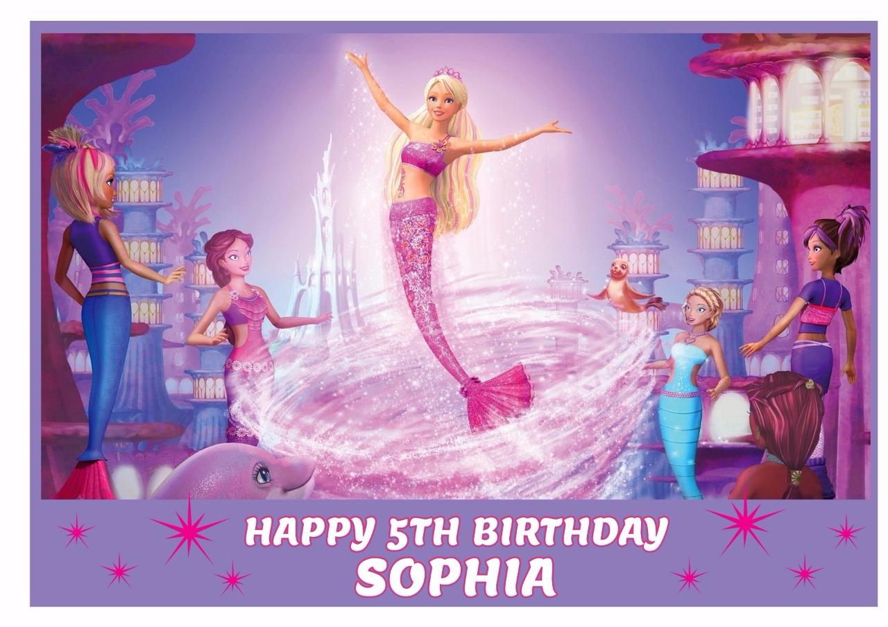 Barbie Mermaid A4 Edible Icing Cake Topper Ebay