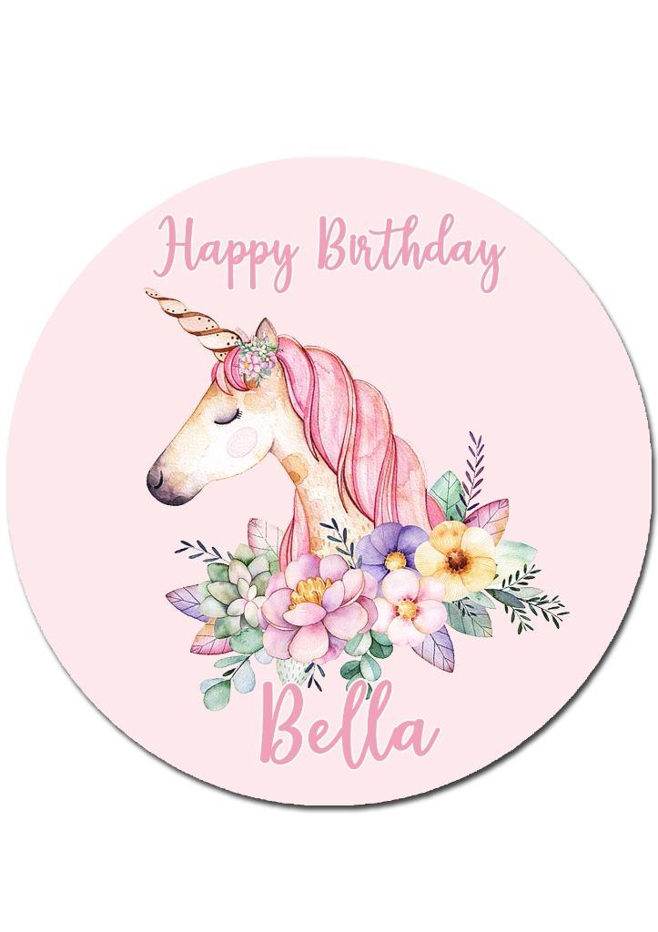 unicorn round edible icing cake topper pre cut ebay