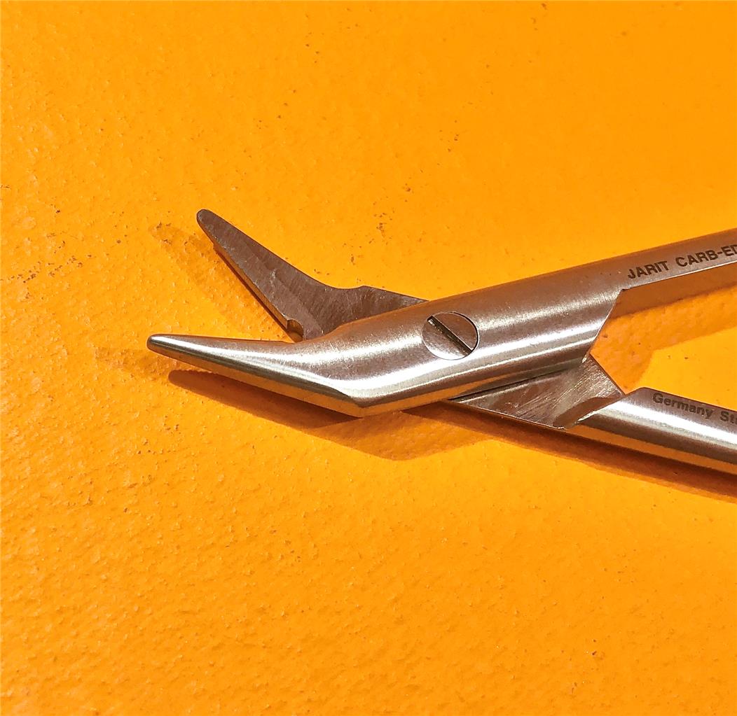 JARIT 101350 Universal Wire Suture Scissors, CarbEdge, 47/8", Angled