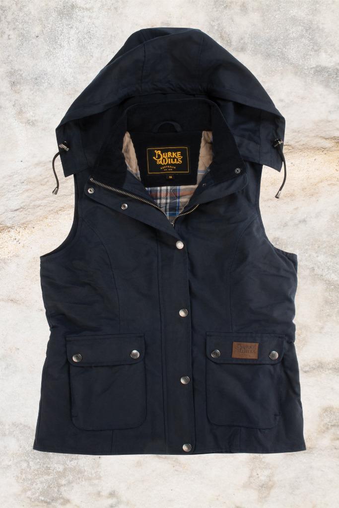 New Burke & Wills St Arnaud Ladies 9Oz Oilskin Winter Vest Adult Detachable Hood - Bild 13 von 13