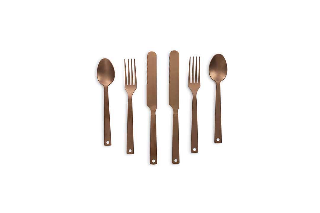 New Barebones Flatware 6 Piece Flatware Set - 2 Forks, 2 Knives, & 2 Spoons - Foto 14 di 15