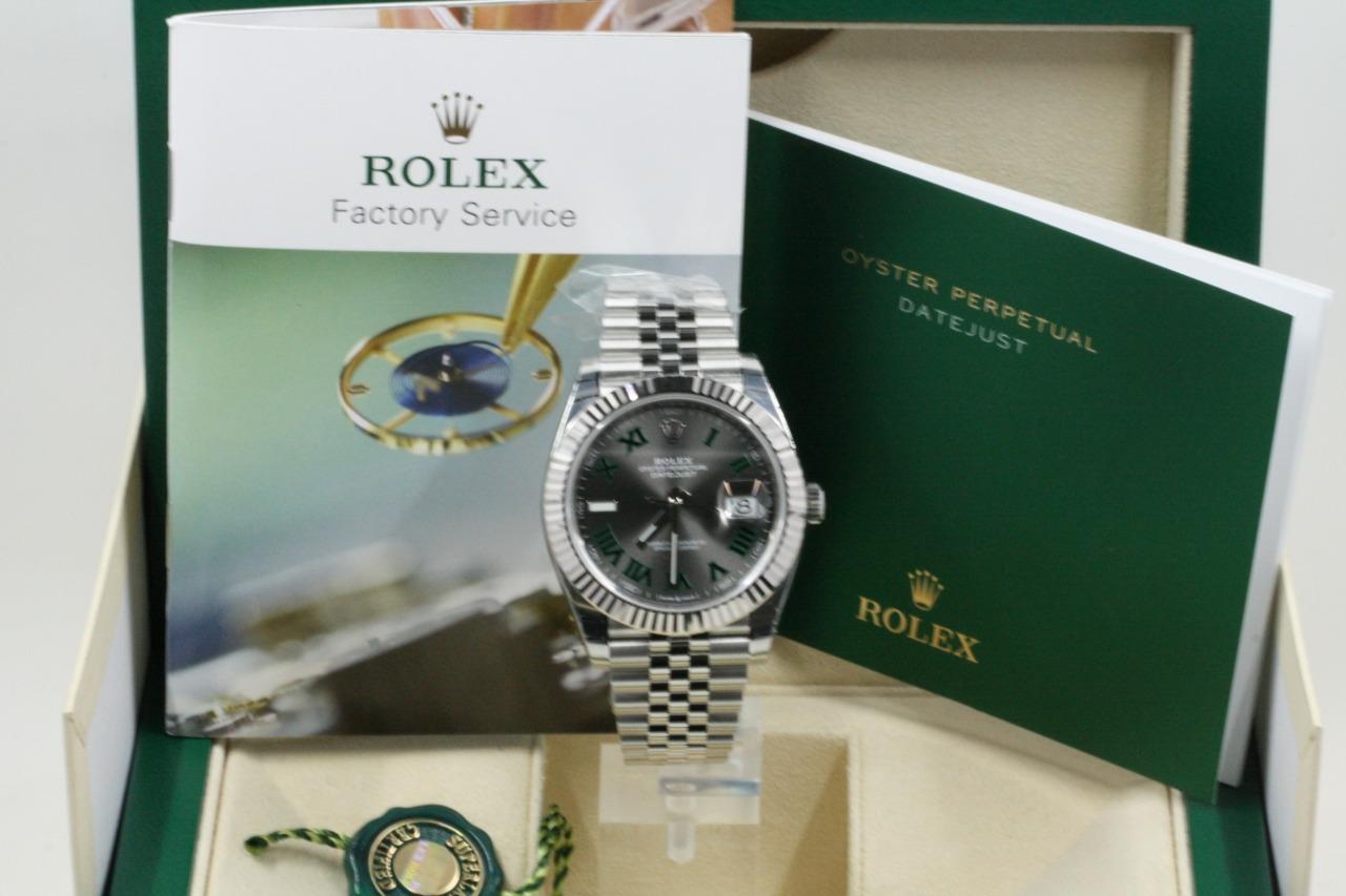 rolex datejust 41 green roman numerals