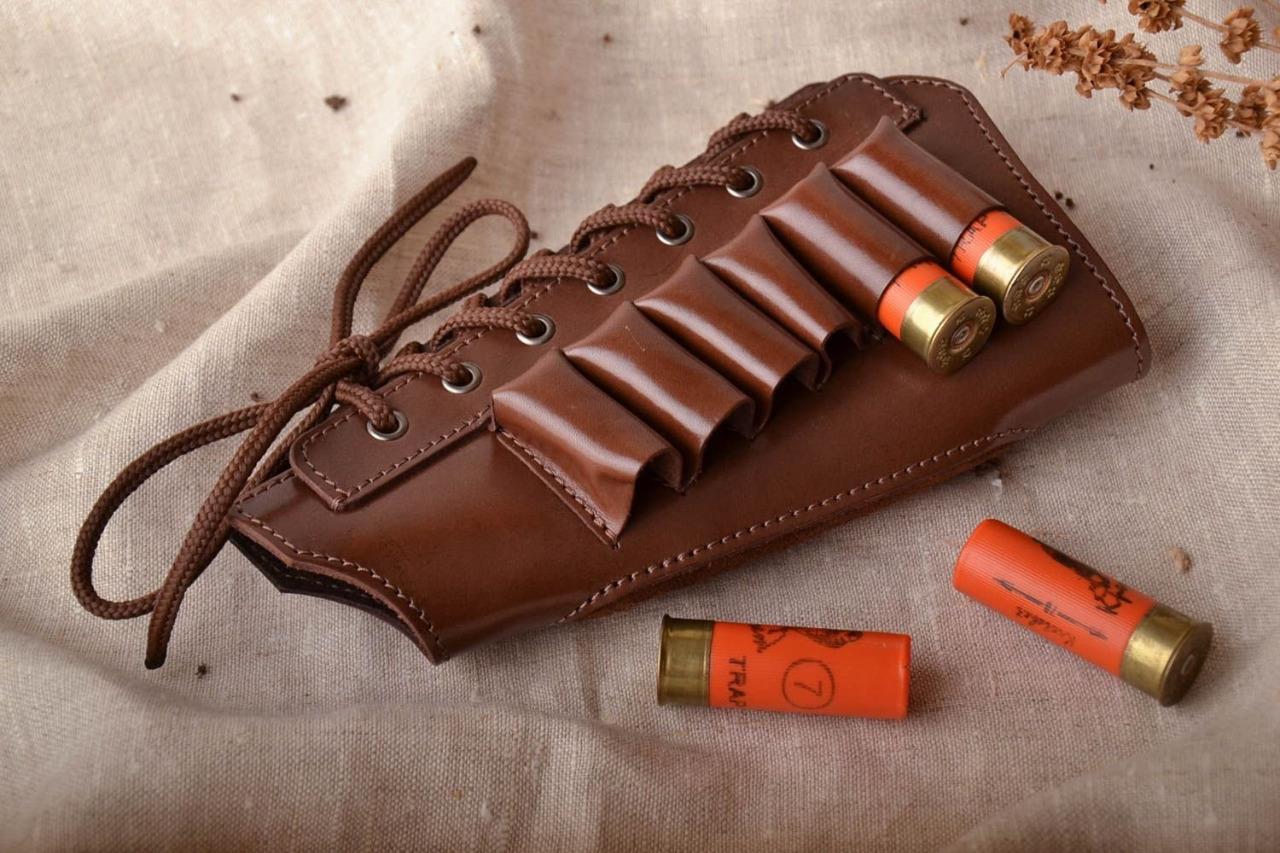 Leather Shotgun Shell Cartridge Buttstock Holder Cheek Rest Cover 12 GA
